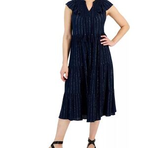 RUFFLE SHINE DRESS, Size: XL, Color: industrial blue